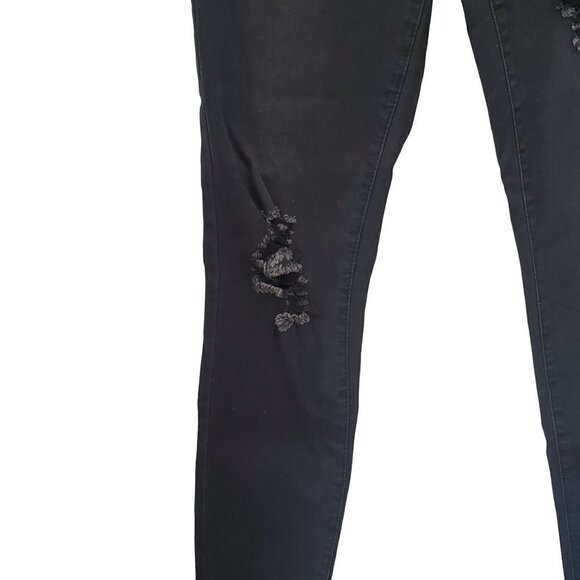 Ymi Black Distressed Stretch High Rise Skinny Denim Jeans Size Medium W26 x 29.5 - Picture 4 of 10